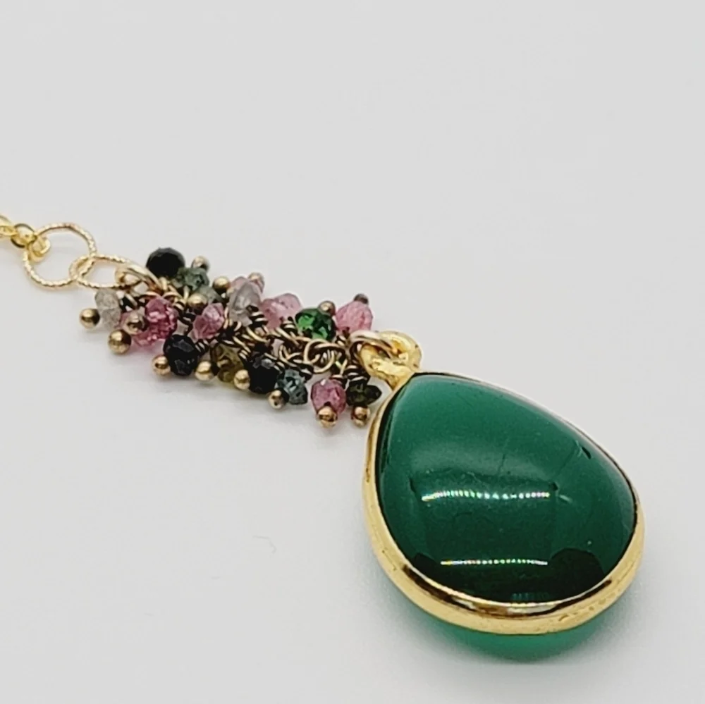 Athena gold plated emerald necklace